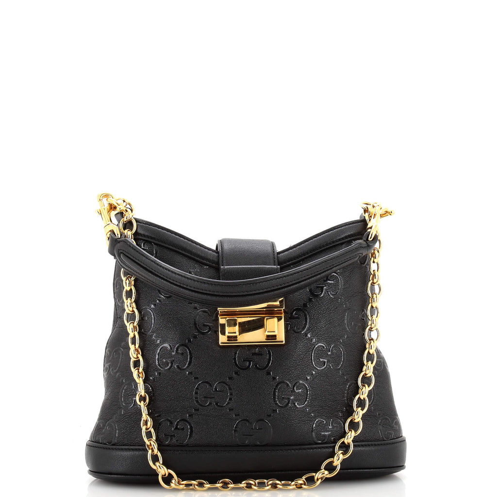 Gucci Wonka Convertible Top Handle Bucket Bag Debossed GG Leather
