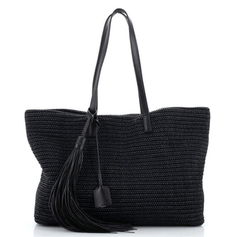 Saint Laurent Shopper Tote Woven Raffia East West