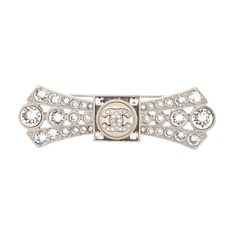 Chanel CC Bow Brooch Metal with Crystals and Faux Pearl