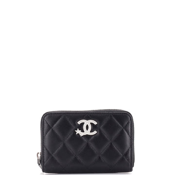 Chanel CC Stars Zip Coin Purse Quilted Lambskin Small