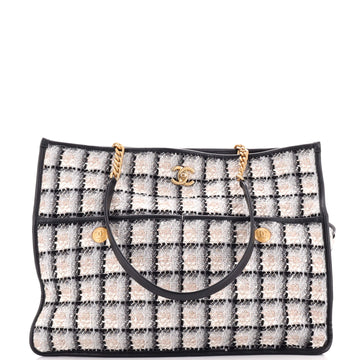 Chanel Two Compartment CC Chain Open Tote Tweed Large