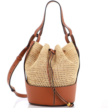 Loewe Balloon Bucket Bag Raffia with Leather Medium