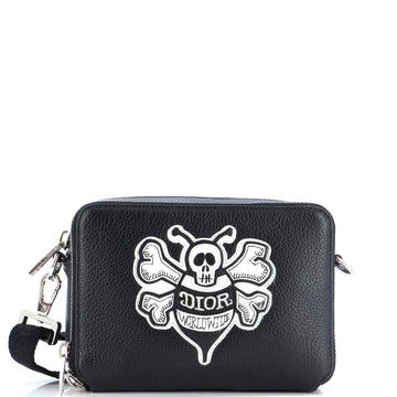 Christian Dior Shawn Stussy Double Zip Crossbody Pouch Leather with Applique