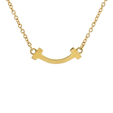 Tiffany & Co. T Smile Pendant Necklace 18K Yellow Gold Mini