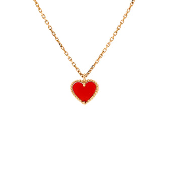 Van Cleef & Arpels Sweet Alhambra Heart Pendant Necklace 18K Rose Gold and Carnelian