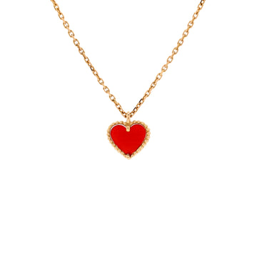 Van Cleef & Arpels Sweet Alhambra Heart Pendant Necklace 18K Rose Gold and Carnelian