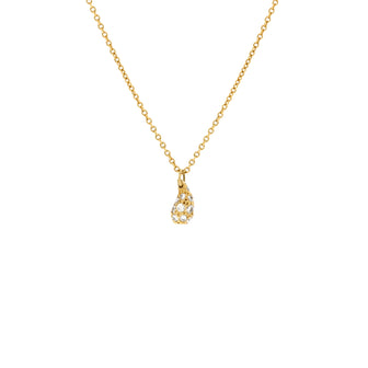 Tiffany & Co. Elsa Peretti Teardrop Pendant Necklace 18K Yellow Gold with Diamonds Small