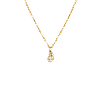 Tiffany & Co. Elsa Peretti Teardrop Pendant Necklace 18K Yellow Gold with Diamonds Small