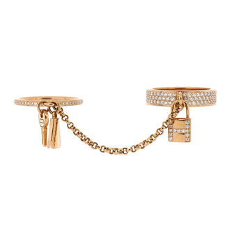Hermes Kelly Clochette Double Ring 18K Rose Gold with Diamonds