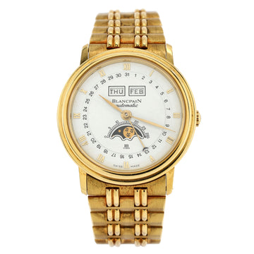 Blancpain Villeret Triple Calendar Moonphase Automatic Watch Yellow Gold 34