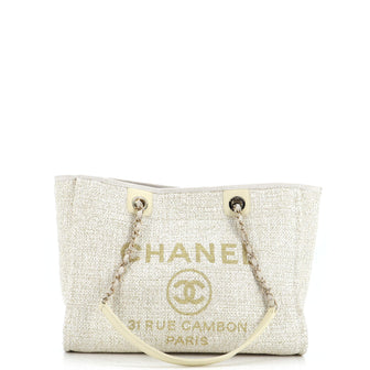 Chanel Deauville Tote Raffia with Glitter Detail Small