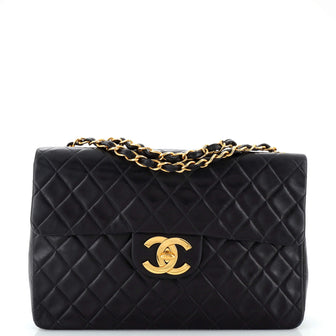 Chanel Vintage Classic Single Flap Bag Quilted Lambskin Maxi