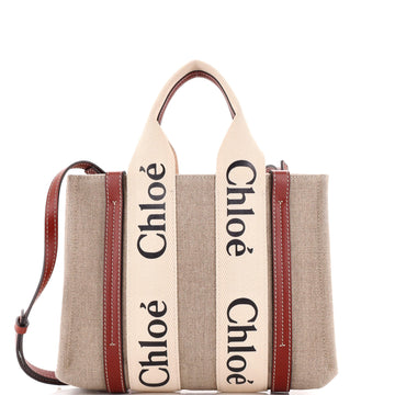 Chloe Woody Convertible Tote Canvas with Leather Small