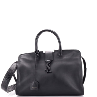 Saint Laurent Monogram Cabas Downtown Leather with Crocodile Embossed Leather Small