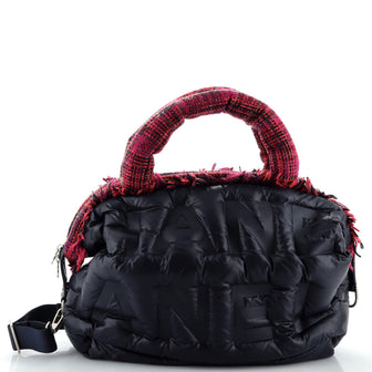 Chanel Doudoune Bowling Bag Embossed Nylon with Tweed