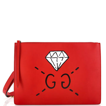 Gucci Zip Messenger Bag GucciGhost Leather Large