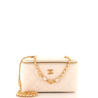 Chanel Coco de Toi Heart Vanity Case with Chain Quilted Patent Small
