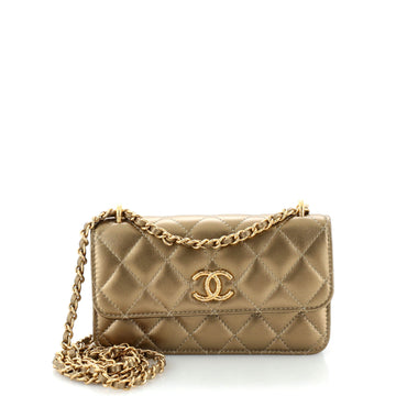 Chanel CC Flap Phone Holder with Chain Quilted Lambskin Mini
