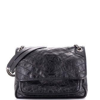 Saint Laurent Niki Chain Flap Bag Matelasse Chevron Leather Medium