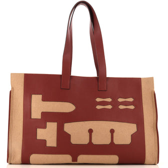 Hermes Petit H Skeleton Tote Leather with Felt GM