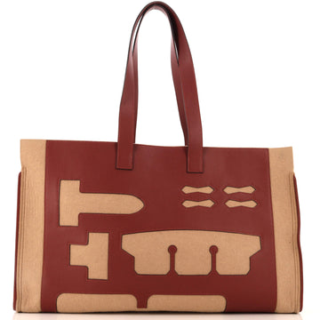 Hermes Petit H Skeleton Tote Leather with Felt GM