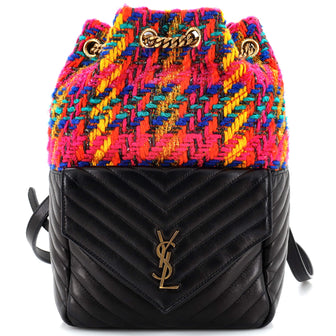 Saint Laurent Joe Backpack Matelasse Chevron Leather with Tweed