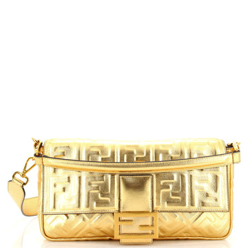Fendi Baguette NM Bag Zucca Embossed Leather Large