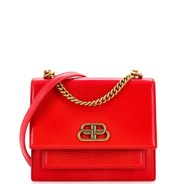 Balenciaga Sharp Shoulder Bag Lizard Embossed Leather Small