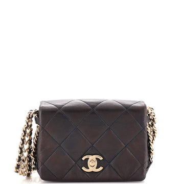Chanel CC Triple Chain Full Flap Bag Quilted Lambskin Mini