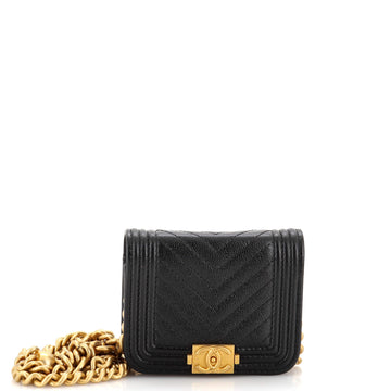 Chanel Boy Flap Chain Belt Bag Chevron Caviar