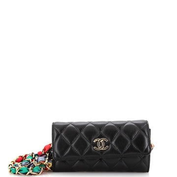 Chanel RIbbon Long Clutch with Chain Flap Bag Quilted Lambskin