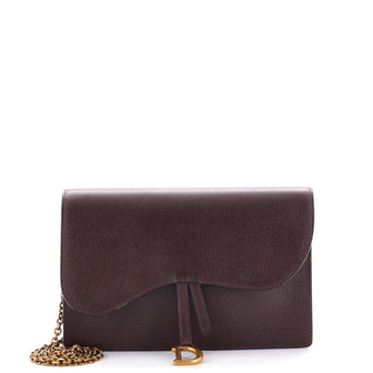 Christian Dior Saddle Chain Clutch Leather