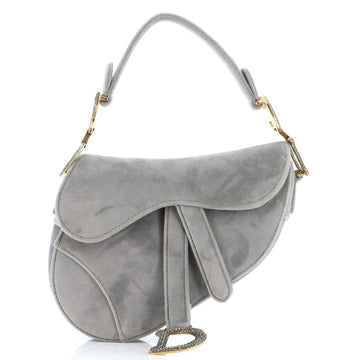 Christian Dior Saddle Handbag Velvet with Crystals Mini