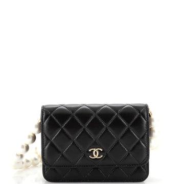 Chanel Pearl Strap CC Wallet on Chain Quilted Calfskin Mini