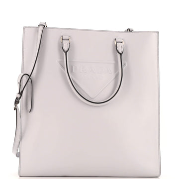 Prada Triangle Logo Convertible Open Tote Leather Medium