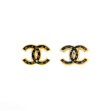 Chanel CC Stud Earrings Metal with Enamel