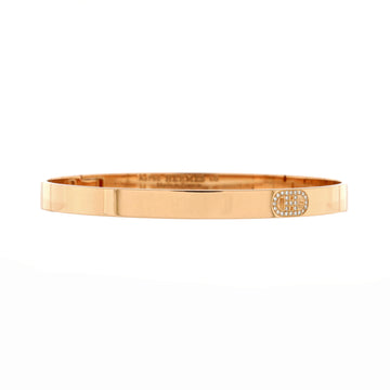 Hermes H d'Ancre Bracelet 18K Rose Gold with Diamonds Small