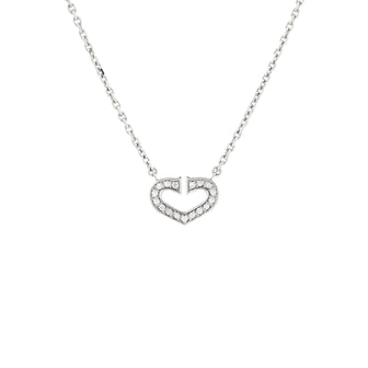 Cartier C Heart de Cartier Pendant Necklace 18K White Gold with Pave Diamonds