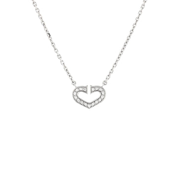 Cartier C Heart de Cartier Pendant Necklace 18K White Gold with Pave Diamonds