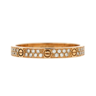 Cartier Love Wedding Band Pave Diamonds Ring 18K Rose Gold and Diamonds Small