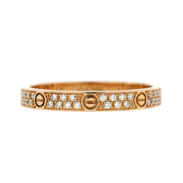Cartier Love Wedding Band Pave Diamonds Ring 18K Rose Gold and Diamonds Small