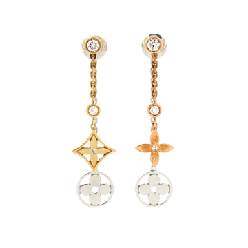 Louis Vuitton Blossom Drop Earrings 18K Tricolor Gold and Diamonds