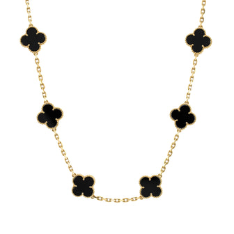 Van Cleef & Arpels Vintage Alhambra 10 Motifs Necklace 18K Yellow Gold and Onyx