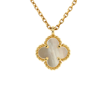 Van Cleef & Arpels Sweet Alhambra Pendant Necklace 18K Yellow Gold and Mother of Pearl