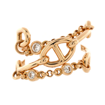 Hermes Chaine d'Ancre Chaos Ring 18K Rose Gold with Diamonds Medium