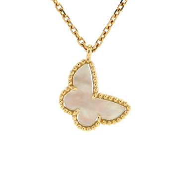 Van Cleef & Arpels Sweet Alhambra Butterfly Pendant Necklace 18K Yellow Gold and Mother of Pearl
