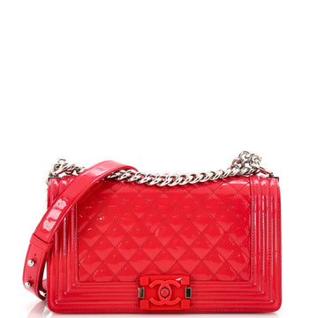 Chanel Boy Flap Bag Quilted Plexiglass Patent Old Medium