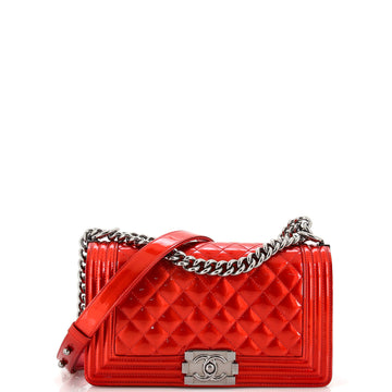 Chanel Boy Flap Bag Quilted Patent Old Medium