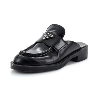 Prada Women's Triangle Logo Slide Mules Leather