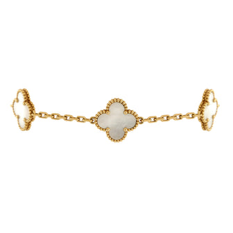 Van Cleef & Arpels Vintage Alhambra 5 Motifs Bracelet 18K Yellow Gold and Mother of Pearl